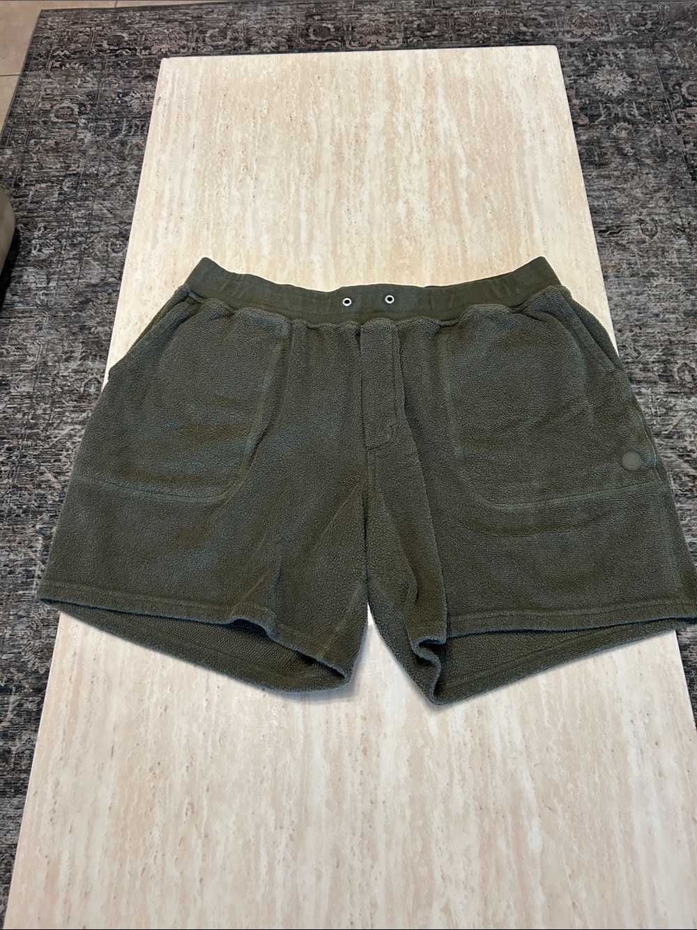 Outerknown Olive Green Athletic Fleece Shorts